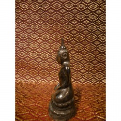 Antique Shan Buddha in Silver with Wooden Core – Burma, Late 19th Century, 11 cm - S5