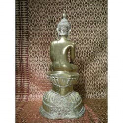 Antiker Shan-Buddha aus Silberbronze – Burma, 18. Jahrhundert, 43 cm - BR196