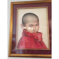 Gemälde eines jungen Mönchs im vergoldeten Rahmen – Burma, Anfang/Mitte 20. Jahrhundert - AND220