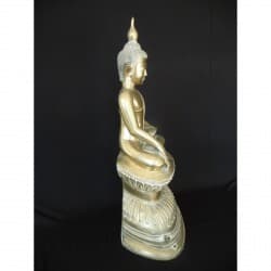 Large Antique Awa Buddha in Silver Bronze – Burma, 18th Century, 49 cm - BR201