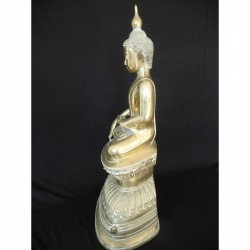 Großer antiker Awa-Buddha aus Silberbronze – Burma, 18. Jahrhundert, 49 cm - BR201