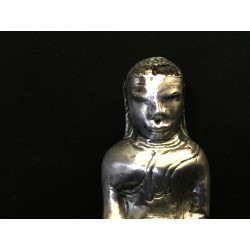 Antique Shan Buddha in Silver with Wooden Core – Burma, 19th Century, 12 cm - S11