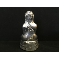 Antique Shan Buddha in Silver with Wooden Core – Burma, 19th Century, 12 cm - S11
