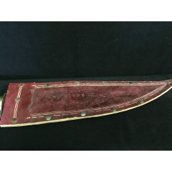 Großes burmesisches Messer aus Stahl und Bein mit Lederscheide – 20. Jahrhundert - AND223