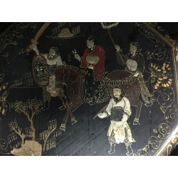 Chinese Storage Box in Black and Gold with Inscriptions - Kas-08