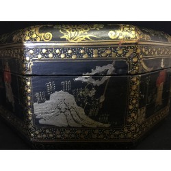 Chinesische Aufbewahrungsdose in Schwarz und Gold - Kas-08