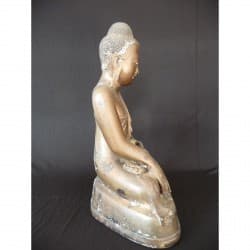 Antiker Mandalay-Buddha aus Bronze mit Inschrift – Burma, 19. Jahrhundert, 39 cm - BR203