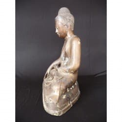 Antiker Mandalay-Buddha aus Bronze mit Inschrift – Burma, 19. Jahrhundert, 39 cm - BR203