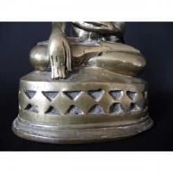 Antique Awa Buddha in Silver Bronze with Unique Throne – Burma, 17th–18th Century, 26 cm - BR204