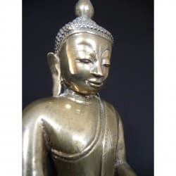Antiker Awa-Buddha aus Silberbronze mit einzigartigem Thron – Burma, 17.–18. Jahrhundert, 26 cm - BR204