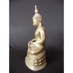 Antiker Awa-Buddha aus Silberbronze mit einzigartigem Thron – Burma, 17.–18. Jahrhundert, 26 cm - BR204