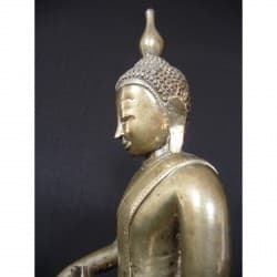 Antique Awa Buddha in Silver Bronze with Unique Throne – Burma, 17th–18th Century, 26 cm - BR204