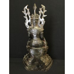 Jambupati “Königs-Buddha” aus Bronze auf großem Thron – Burma, 19. Jahrhundert, 32 cm - BR226