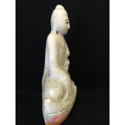 Antique Mandalay Buddha in Alabaster with Patina – Burma, 19th Century, 24 cm - A163