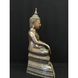 Large Shan Buddha in Bronze with Beautiful Brown Patina – Burma, 18th Century, 44 cm - BR227
