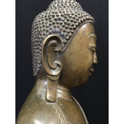 Large Shan Buddha in Bronze with Beautiful Brown Patina – Burma, 18th Century, 44 cm - BR227