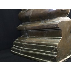 Großer Shan-Buddha aus Bronze mit schöner brauner Patina – Burma, 18. Jahrhundert, 44 cm - BR227