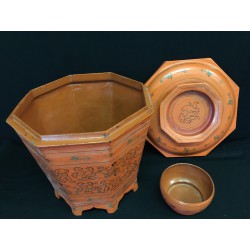 Decorated Bamboo and Lacquer Food Container with Elephants - boxes - 7