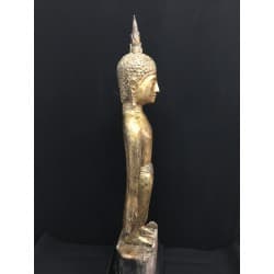 Antiker stehender Buddha aus Holz – Laos, 19. Jahrhundert, 80 cm - T135