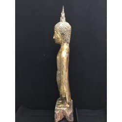 Antique Standing Buddha in Wood – Laos, 19th Century, 80 cm - T135