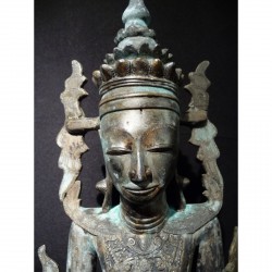 Exceptional Shan Buddha in Bronze with Hidden Inscriptions – Burma, 17th–18th Century, 41 cm - BR209