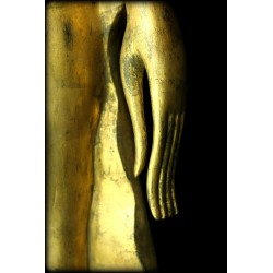 Antiker gehender Buddha aus Holz – Laos, 17.–18. Jahrhundert, 105 cm - T137