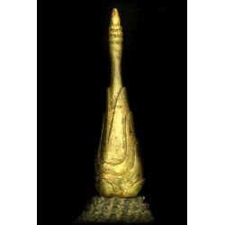 Antiker gehender Buddha aus Holz – Laos, 17.–18. Jahrhundert, 105 cm - T137