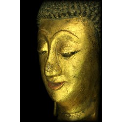 Antiker gehender Buddha aus Holz – Laos, 17.–18. Jahrhundert, 105 cm - T137