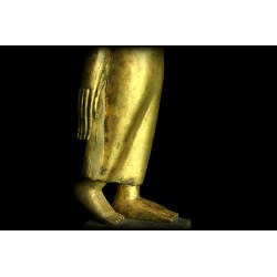 Antique Walking Buddha in Wood – Laos, 17th–18th Century, 105 cm - T137