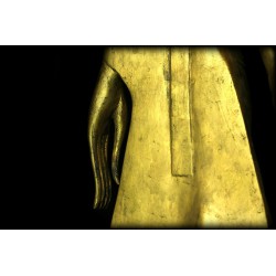 Antiker gehender Buddha aus Holz – Laos, 17.–18. Jahrhundert, 105 cm - T137