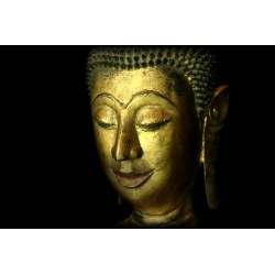 Antiker stehender Buddha aus Holz – Laos, 18.–19. Jahrhundert, 105 cm - T138