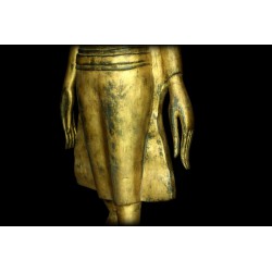 Antique Walking Buddha in Wood – Laos, 18th–19th Century, 105 cm - T138