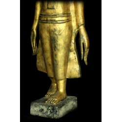 Antiker stehender Buddha aus Holz – Laos, 18.–19. Jahrhundert, 105 cm - T138
