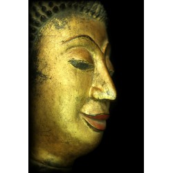 Antique Walking Buddha in Wood – Laos, 18th–19th Century, 105 cm - T138