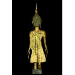 Antique Walking Buddha in Wood – Laos, 18th–19th Century, 105 cm - T138