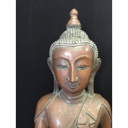 Großer seltener Shan-Buddha aus Bronze mit Elefant – Burma, 18. Jahrhundert, 63 cm - BR240