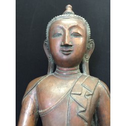 Großer seltener Shan-Buddha aus Bronze mit Elefant – Burma, 18. Jahrhundert, 63 cm - BR240