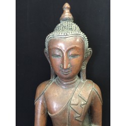 Großer seltener Shan-Buddha aus Bronze mit Elefant – Burma, 18. Jahrhundert, 63 cm - BR240