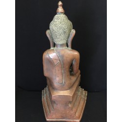Großer seltener Shan-Buddha aus Bronze mit Elefant – Burma, 18. Jahrhundert, 63 cm - BR240