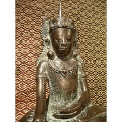 Rare Shan Buddha in Silver Bronze with Beautiful Patina – Burma, 17th–18th Century, 23 cm - BR211