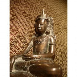 Rare Shan Buddha in Silver Bronze with Beautiful Patina – Burma, 17th–18th Century, 23 cm - BR211
