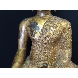 Large Bangkok Buddha in Gilt Bronze on Throne – Thailand, 19th Century, 56 cm - BR254