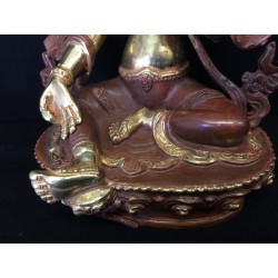 Tara Buddha in Bronze with Gilt Face on Lotus Throne – Nepal, Late 20th Century, 23 cm - BR264