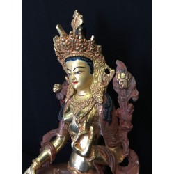Tara Buddha in Bronze with Gilt Face on Lotus Throne – Nepal, Late 20th Century, 23 cm - BR264