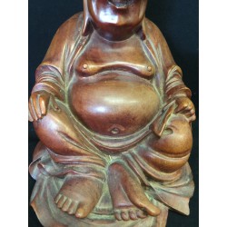 Happy Buddha aus Hartholz mit Einlegearbeiten – Thailand, 20. Jahrhundert - AND264