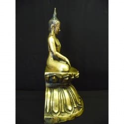 Antiker Shan-Buddha aus Bronze – „Die Erde als Zeugin rufen“, großer Lotusthron - BR102