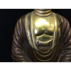 Meditating Nepal Buddha in Bronze/Copper with Gilt Face – 21 cm - BR278