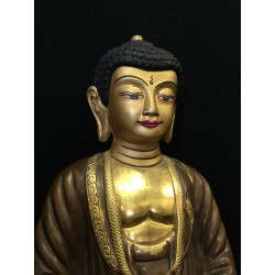 Meditating Nepal Buddha in Bronze/Copper with Gilt Face – 21 cm - BR278