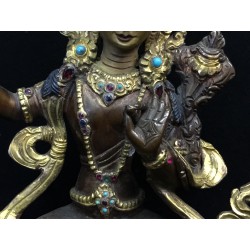 Manjushri Buddha in Bronze/Copper with Stones and Coral – Nepal, 15 cm - BR280