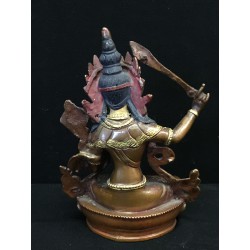 Manjushri-Buddha aus Bronze/Kupfer mit Steinen und Korallen – Nepal, 15 cm - BR280